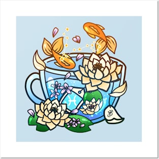 Pisces Zodiac Teacup Posters and Art